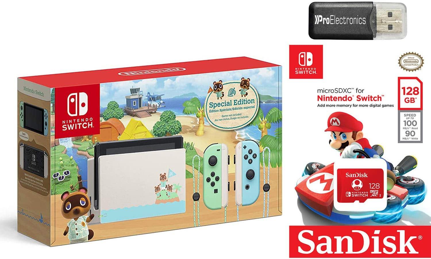 Nintendo Switch Animal Crossing: New Horizons with Sandisk 256GB MicroSD Card and MicroSD Card Reader Bundle - JOY2ESpree