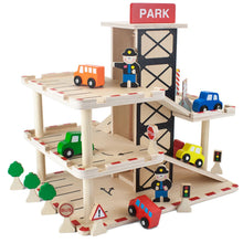 
                        
                          Load image into Gallery viewer, Imagination Generation Downtown Deluxe Wooden Parking Garage Ramp &amp; Service Station Playset with Elevator
                        
                      