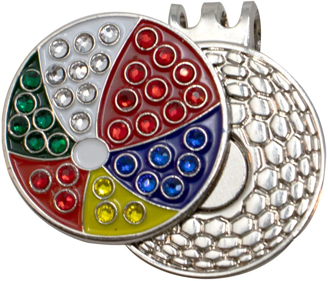 DA VINCI Magnetic Golf Hat Clip with 1 Inch Bling Metal Golf Ball Marker - JOY2ESpree