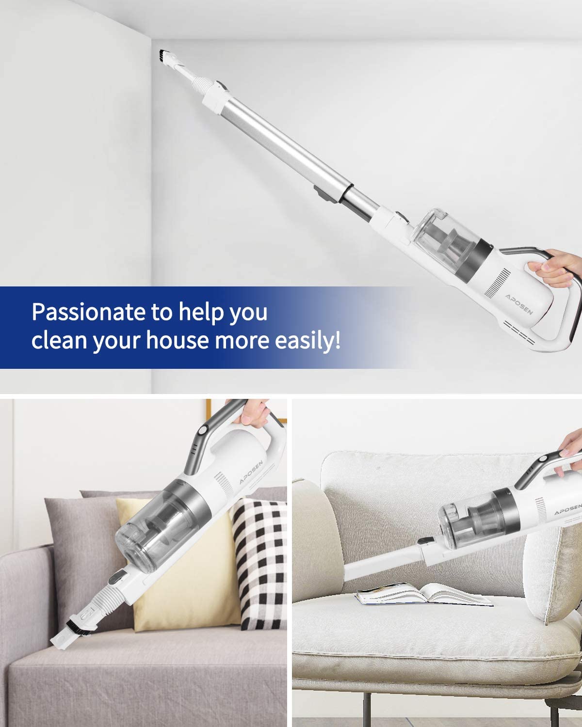 APOSEN Cordless Vacuum Cleaner, 4 in 1 Stick Vacuum Cleaner - JOY2ESpree
