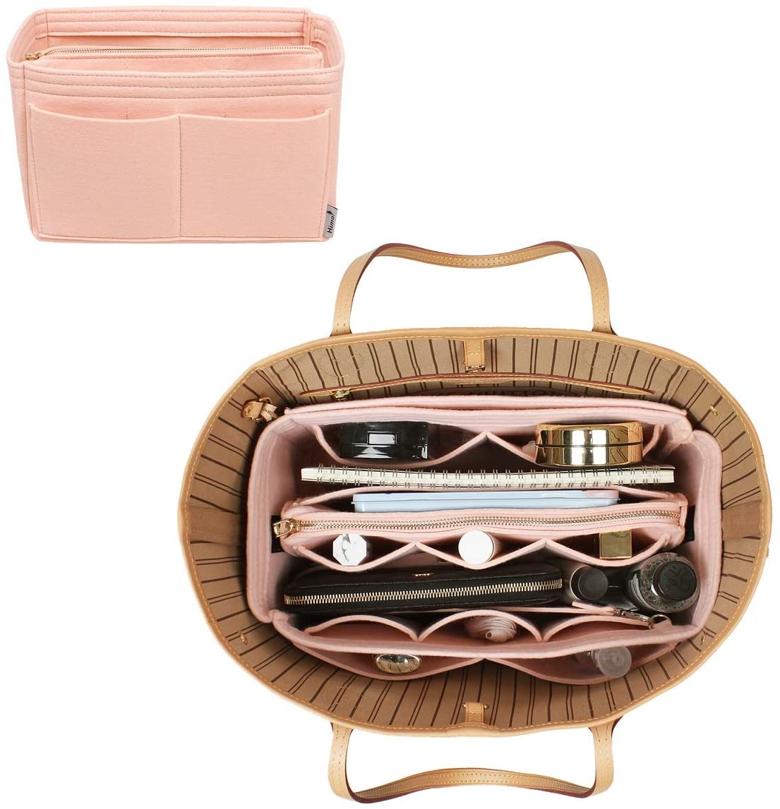 Purse Organizer Insert, Bag Organizer, Bag in Bag, Perfect for Speedy Neverfull and More, 5 Size (X-Large, Black)