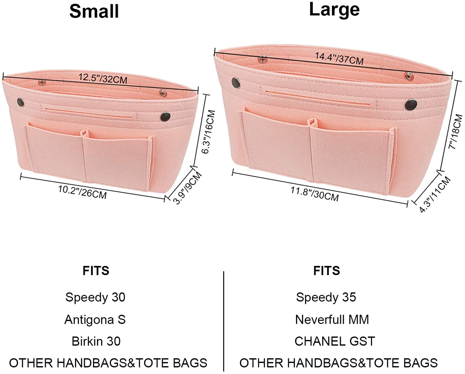 YIICOOLY Felt Tote Handbag Purse Organizer Insert Divider Shaper Bag in Bag