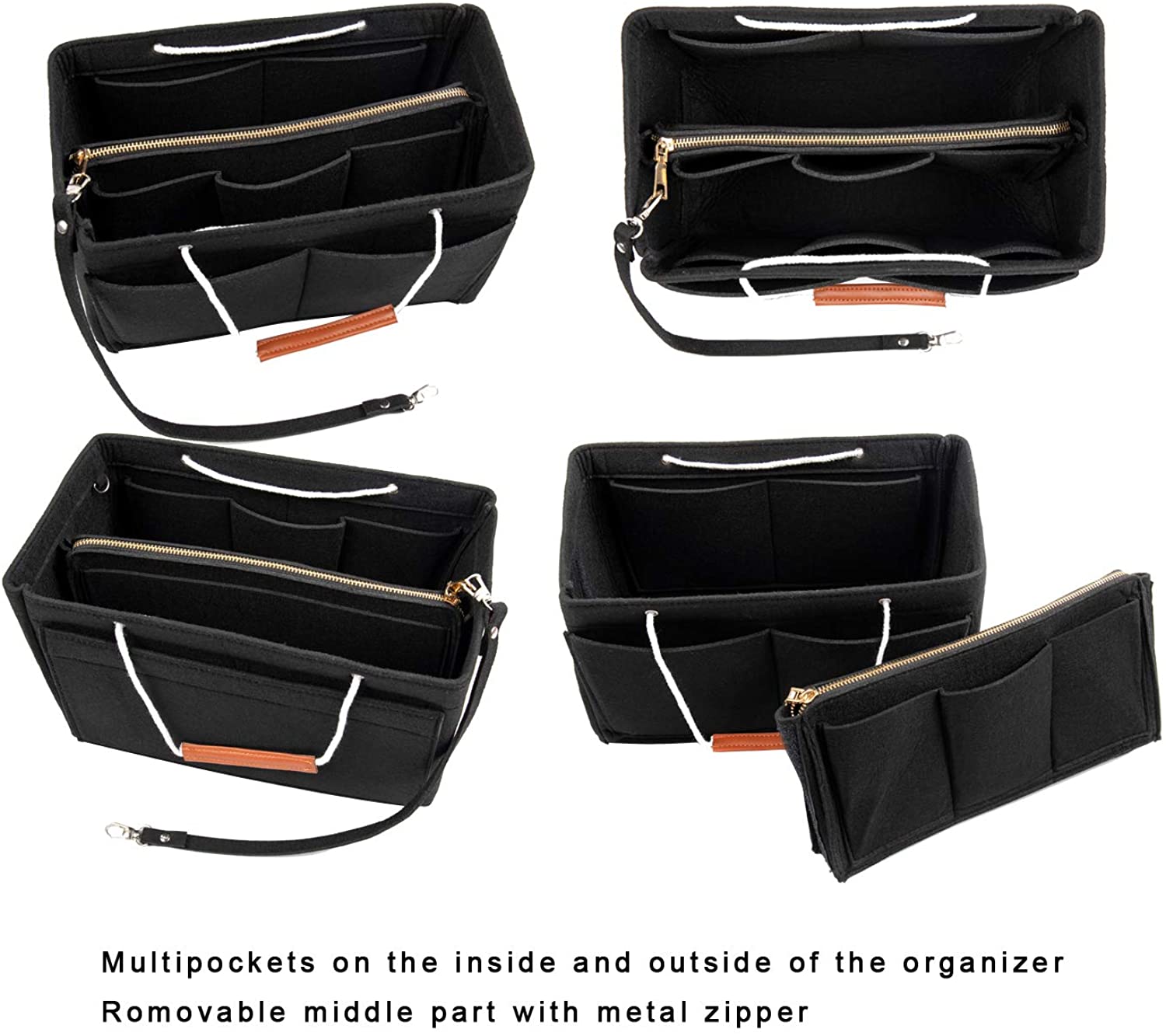 Purse Bag Organizer Insert with Lots of Different Size Spaces Divider Shaper for Speedy Shoulder Hobo Bag Keep Stuff Organized