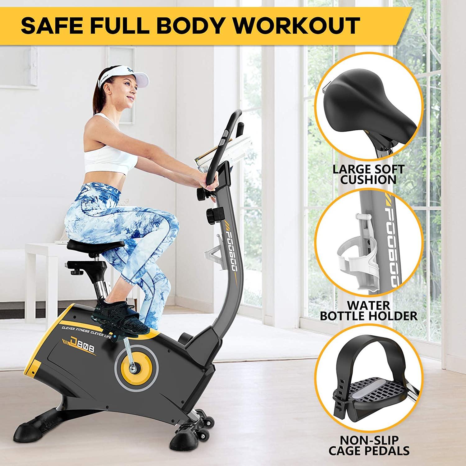 JKANGFIT Exercise Bike Stationary Bikes with 8-Level Magnetic Resistance and LCD Monitor, Indoor Cycling Bike 300 LB Capacity Upright Workout Bike - JOY2ESpree