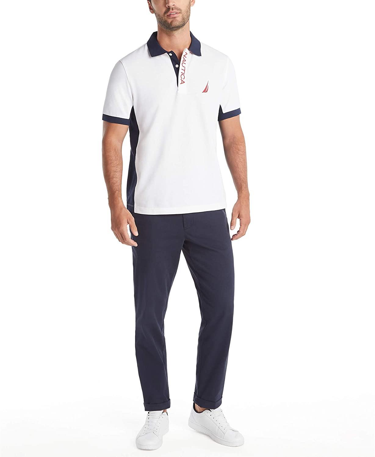 Nautica Men's Short Sleeve Color Block Performance Pique Polo Shirt - JOY2ESpree