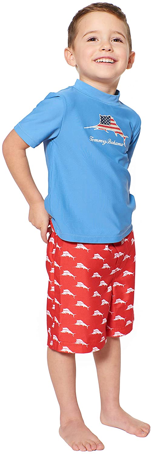 Tommy Bahama Boys' Rashguard and Trunks Swimsuit Set