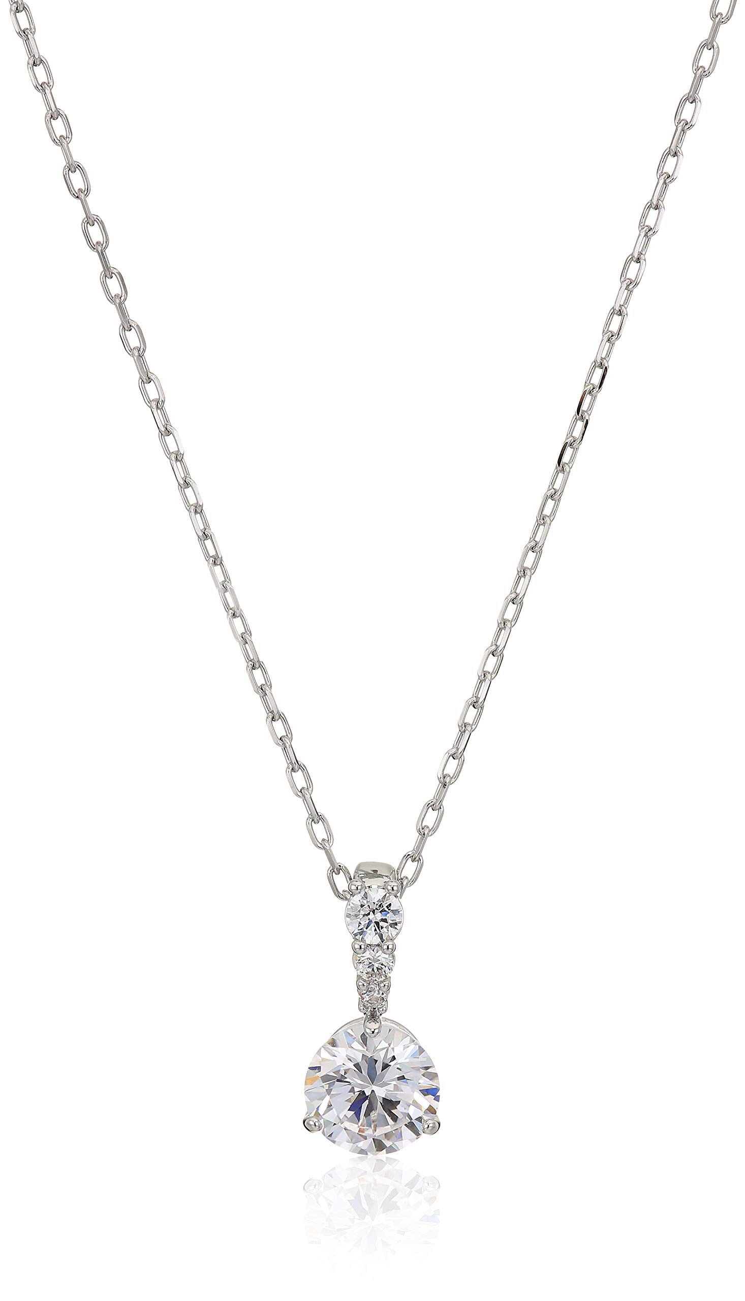 SWAROVSKI 7 mm Solitaire Pendant Necklace Cz White One Size - JOY2ESpree