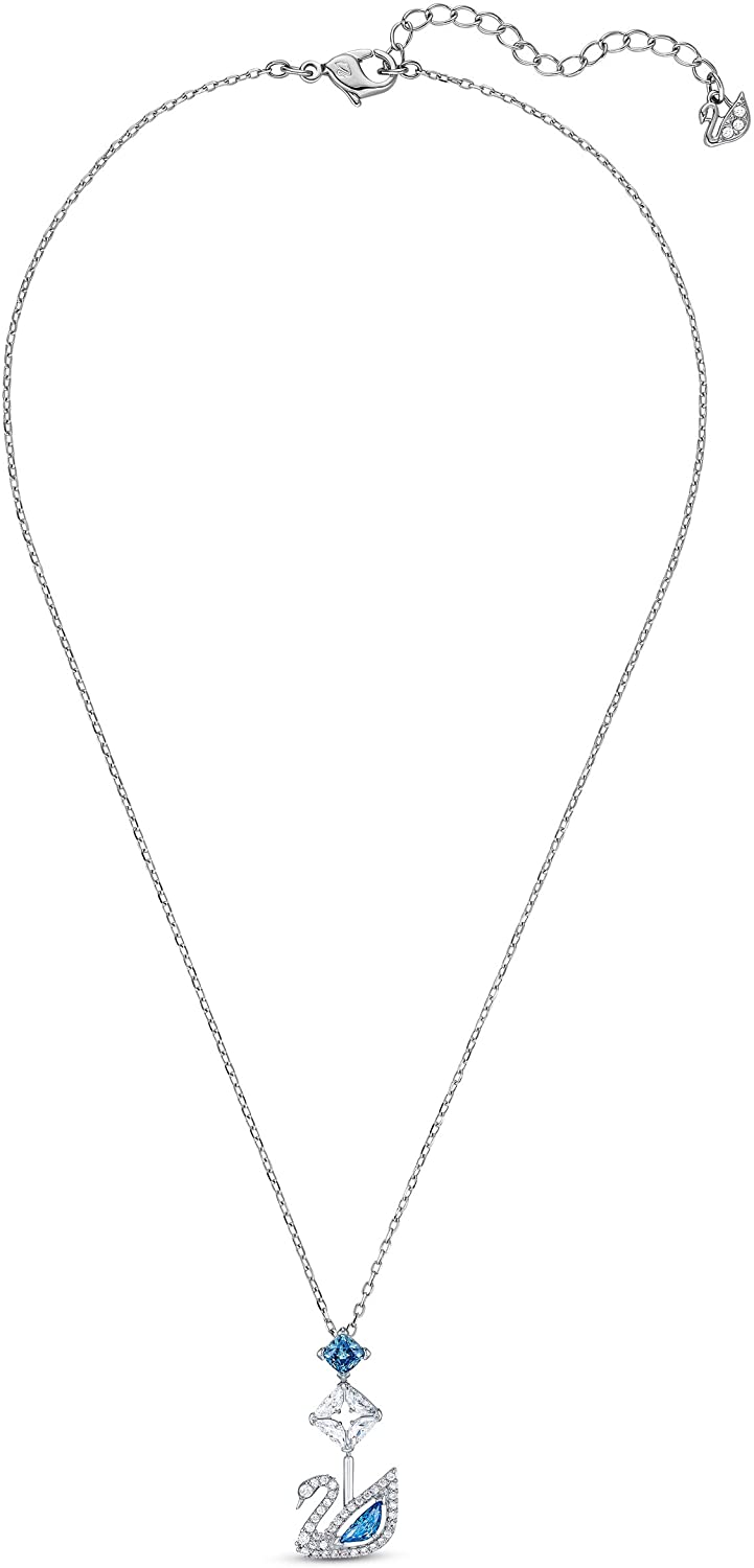Swarovski Women's Dazzling Swan Necklace, Blue Crystals, Pink Crystals - JOY2ESpree