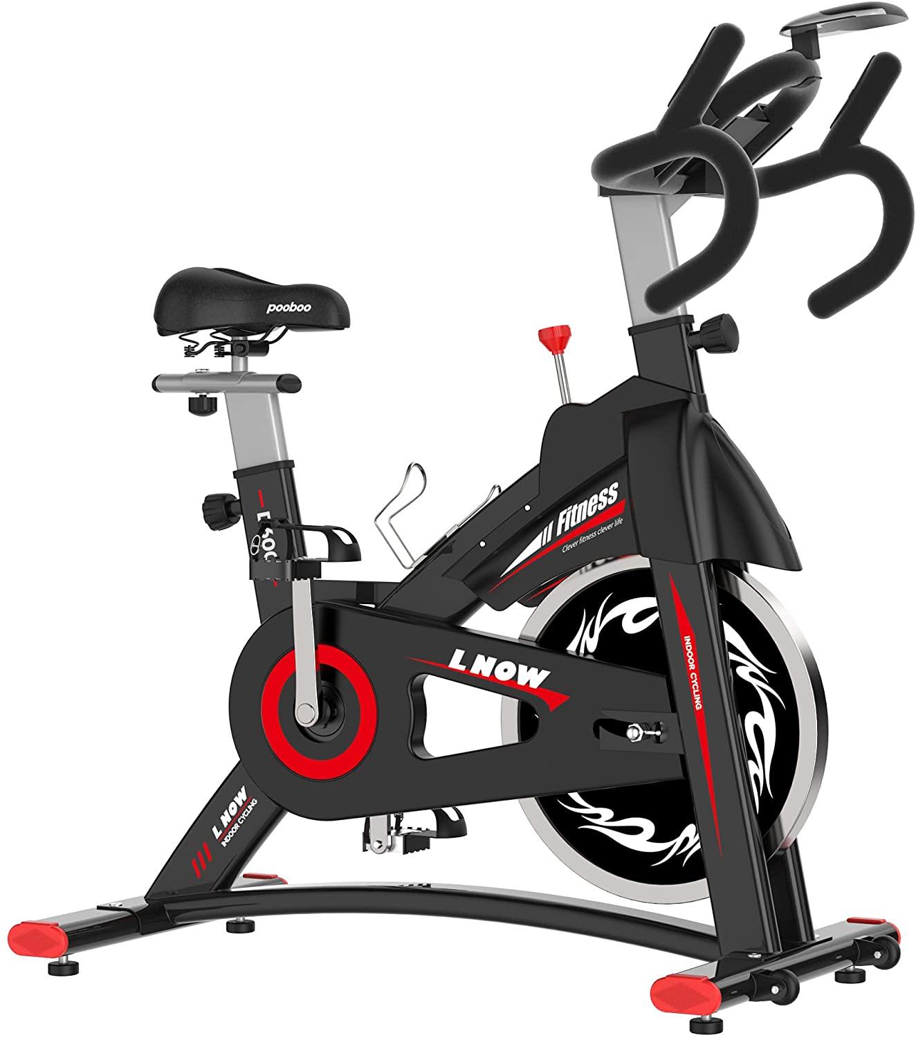 pooboo Indoor Cycling Bike Stationary - Exercise Bike with Comfortable Seat Cushion, iPad Holder & LCD Monitor - JOY2ESpree