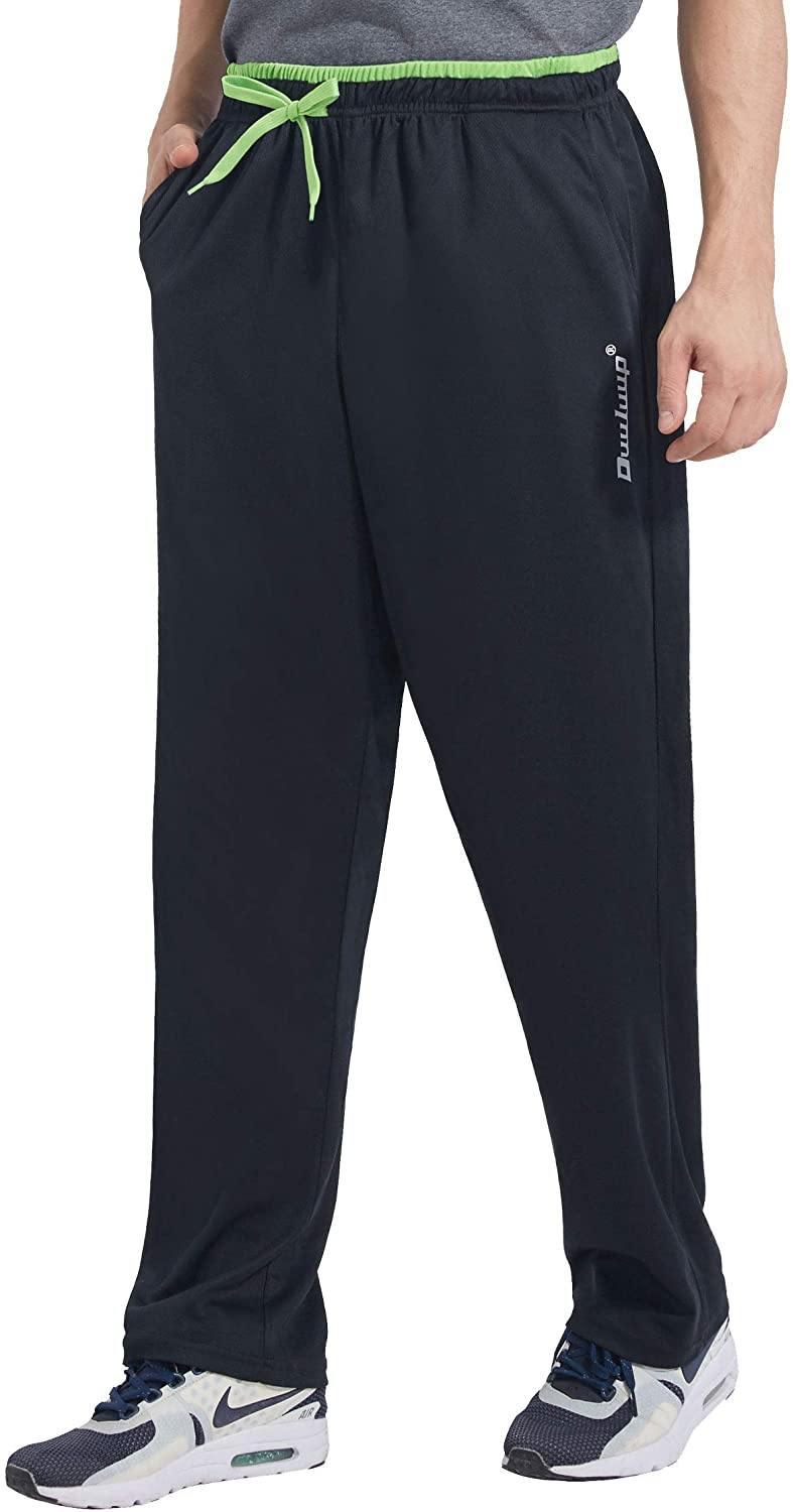 Duuluup Mens Jogger Sweatpants with Pockets Open Bottom Elastic Waist Workout Pants for Training Track Running - JOY2ESpree