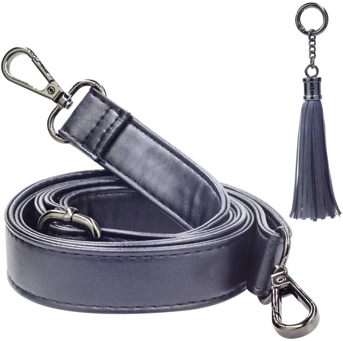 SUPXINJIA Leather Purse Strap Replacement - Adjustable for Handbags Crossbody or Shoulder Bags 34-59 Inch Long, 0.7 Inch Wide, Black with Gold Clasp