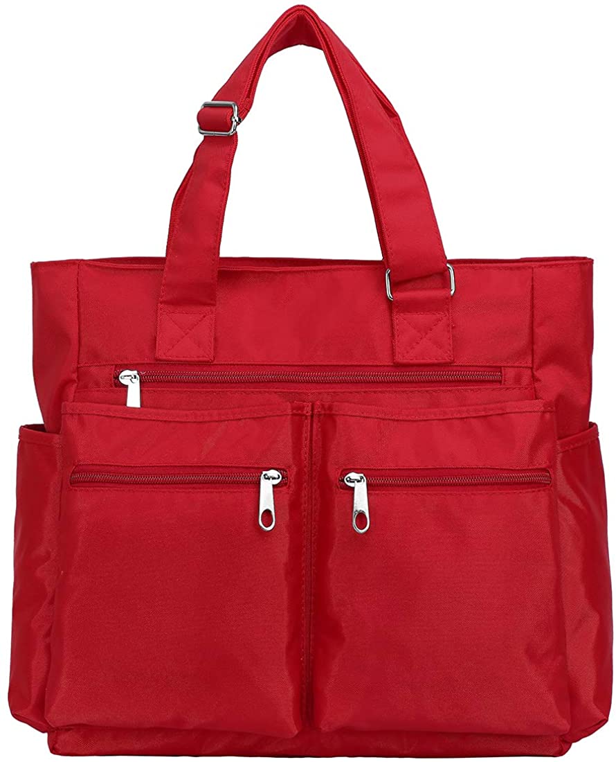 Canvas Tote Bag Waterproof Nylon Multi Pocket Shoulder Bags Laptop Work Bag Teacher Purse and Handbags for Women & Men