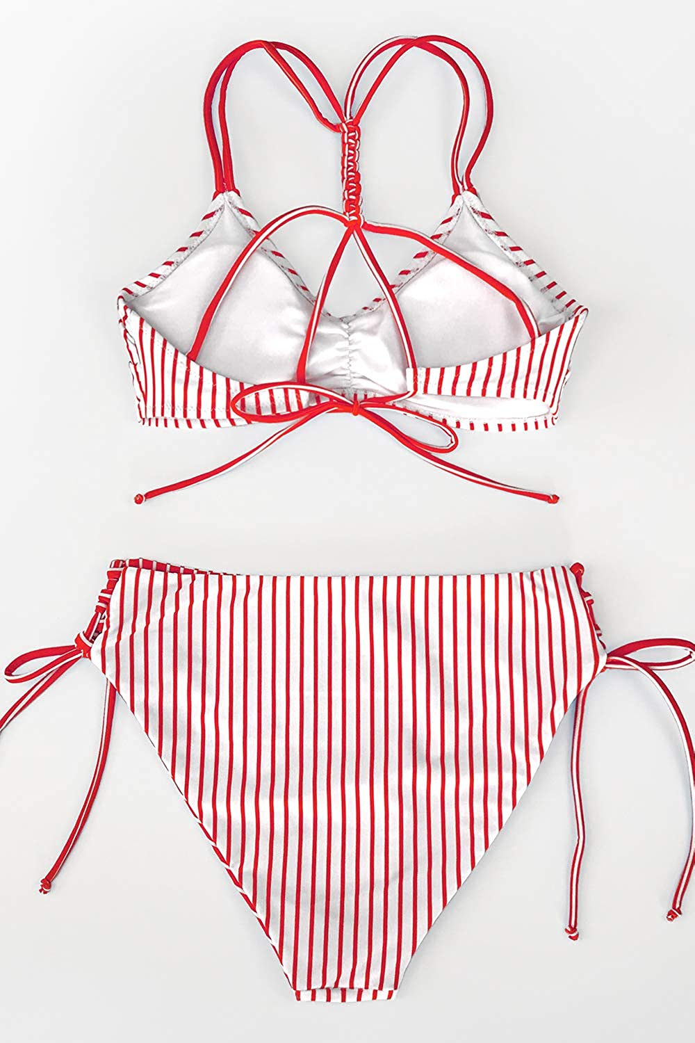 CUPSHE Women's Back Braided Straps Reversible Bottom Strappy Lace Up Bikini Sets