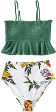 
                        
                          Muat gambar ke penampil Galeri, CUPSHE Women's High Waist Bikini Swimsuit Ruffle Smock Floral Print Two Piece Bathing Suit
                        
                      