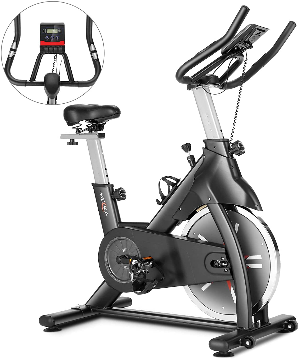 HEKA Indoor Exercise Cycling Bike Stationary, 35lbs Flywheel Magnetic Resistance, LCD Monitor Workout Fitness Bike, Load Capacity 400lbs - JOY2ESpree
