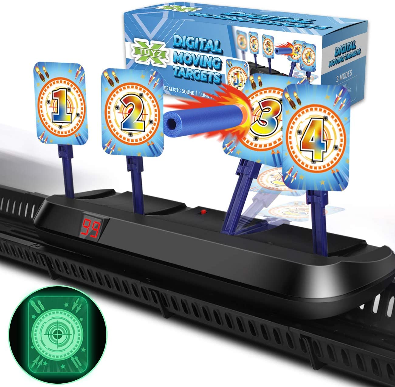 X TOYZ Digital Targets for Nerf Guns - Electronic Running Target Auto Rest for Shooting Practice, Ideal Gift for Kids, Boys & Girls (V2)