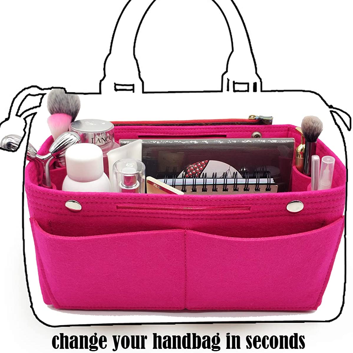 Felt Purse Organizer Insert Bag organizer Multi Pocket Bag in Bag Organizer Shaper