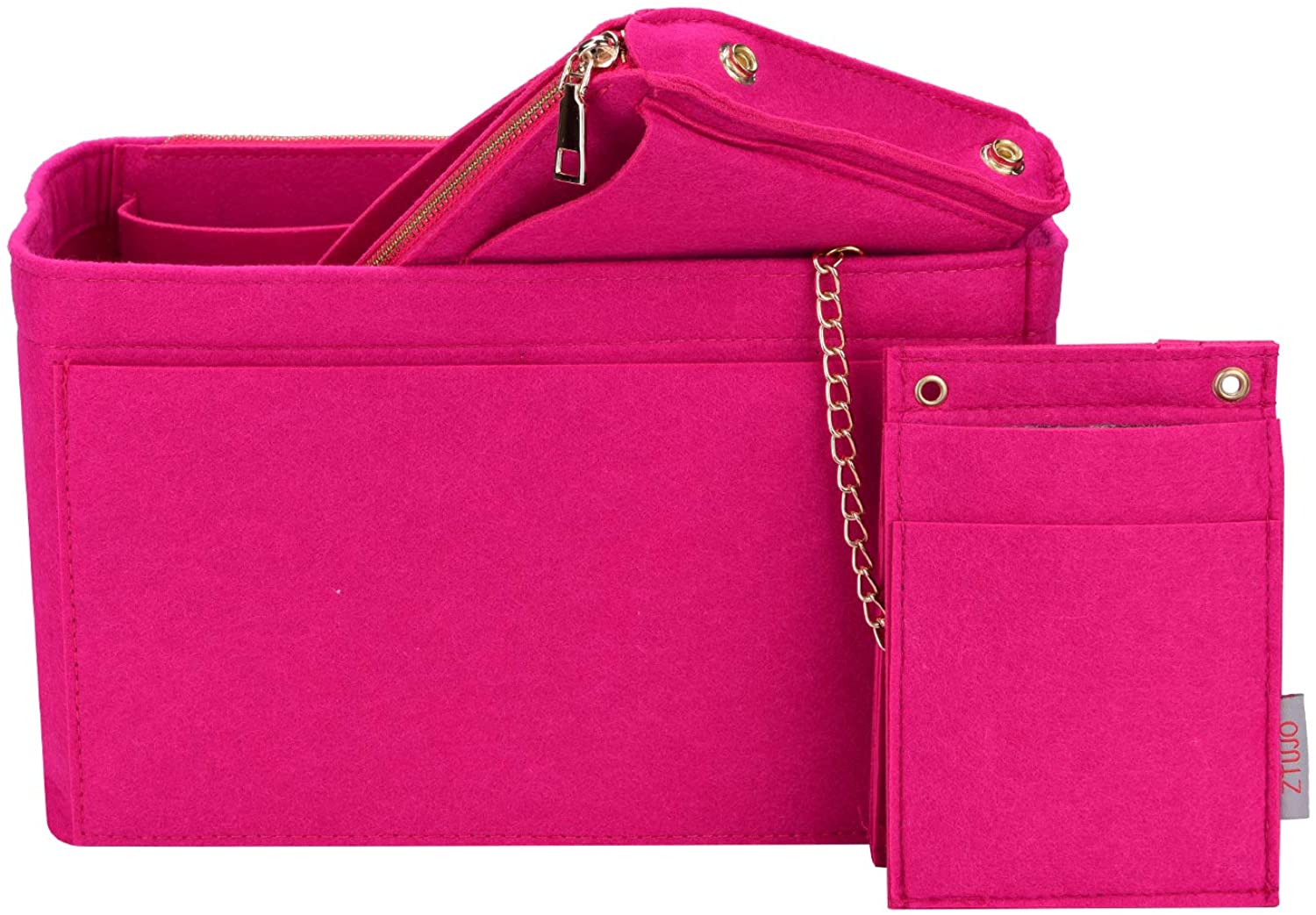 Purse Organizer, Purse Organizer Insert With 2 Metal Zipper, Bag Organizer With RFID Blocking Pocket Purse Organizer insert