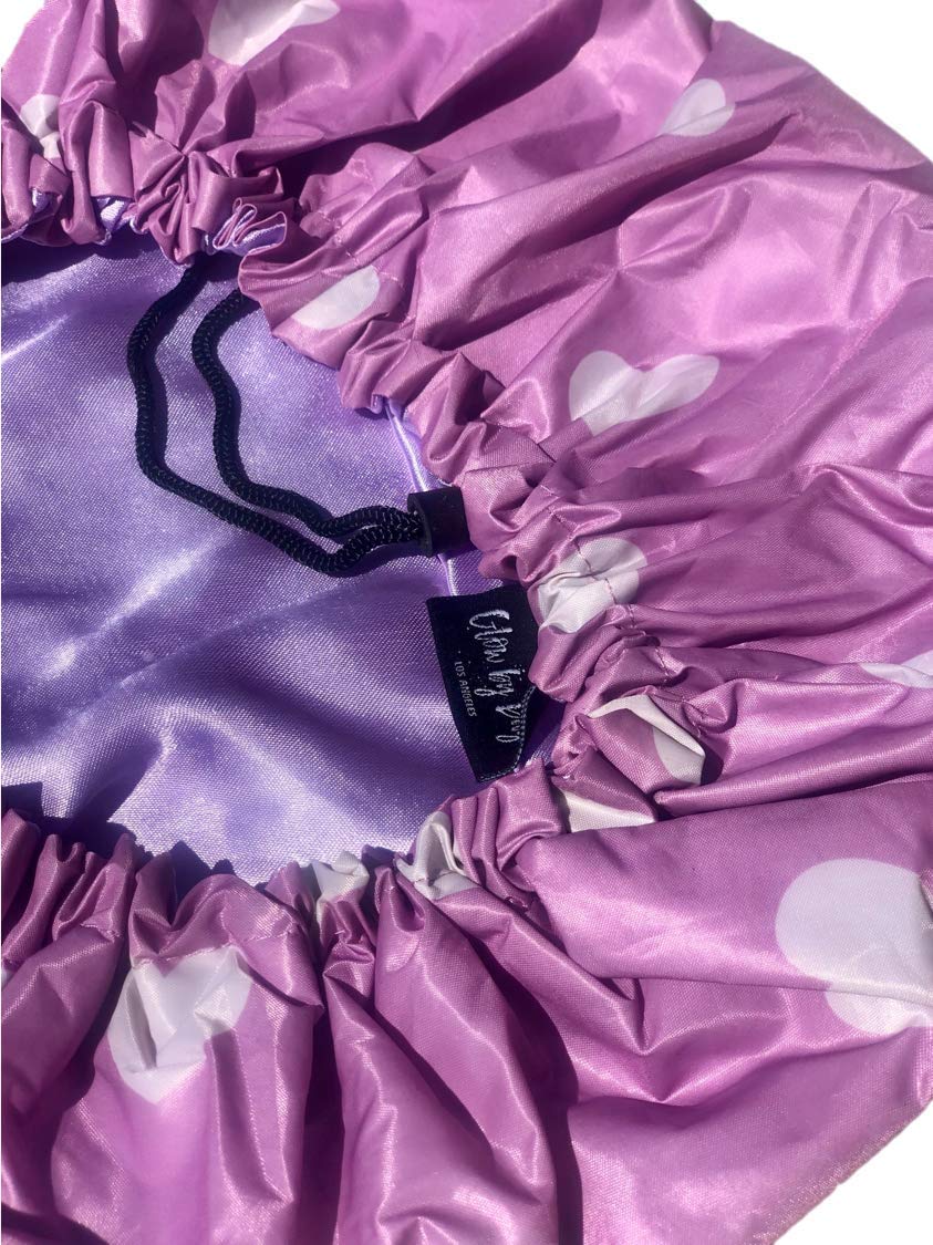Large Satin Lined Shower Cap- Adjustable, Waterproof, Satin Interior for Hair Protection