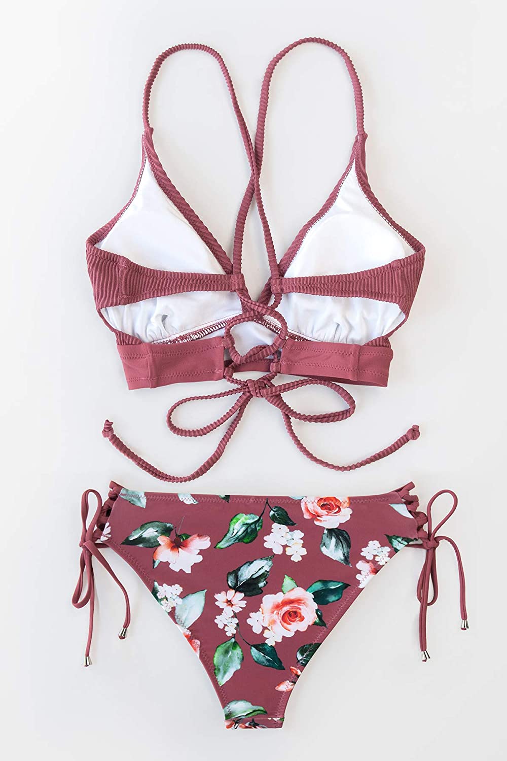 CUPSHE Women's Lace Up Bikini Swimsuit Adjustable Shoulder Straps Sets