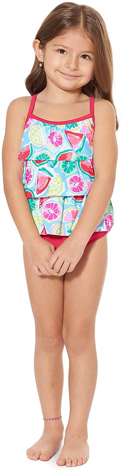 Tommy Bahama Girls' Flounce Ruffle Tankini Two Piece Bikini Set