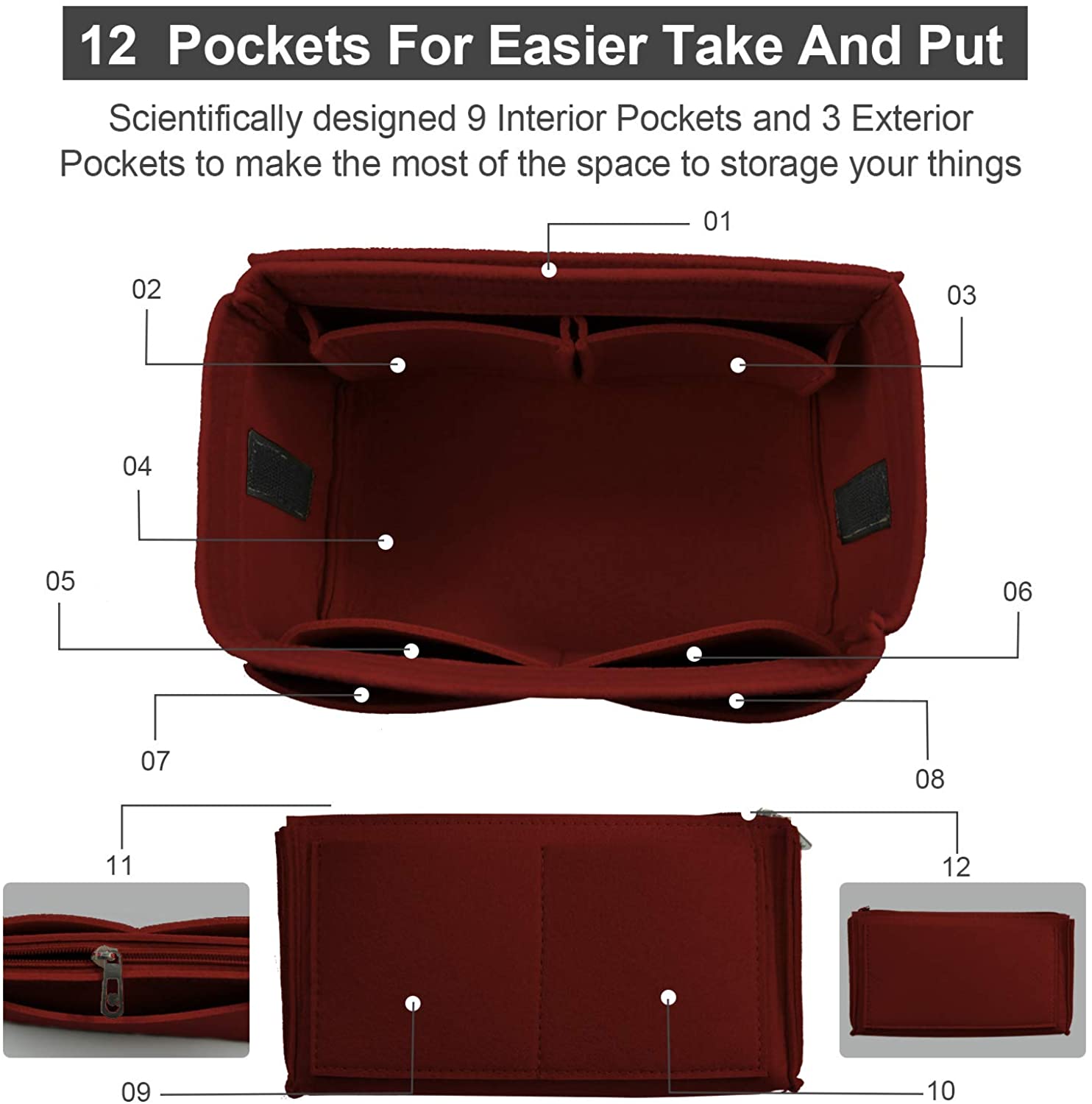 Purse Organizer Insert, Handbag & Tote Organizer, Bag in Bag, Perfect for Speedy Neverfull and More