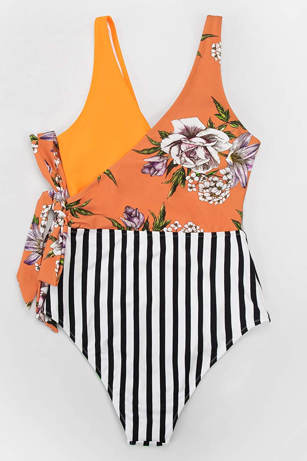 CUPSHE Women's One Piece Swimsuit Knotted Color Block Bathing Suit
