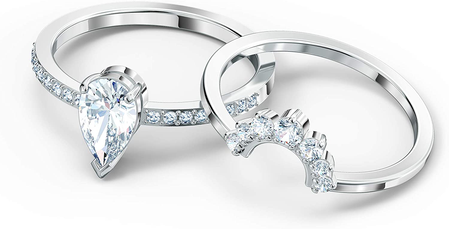 SWAROVSKI Women's Attract Ring Collection, Rhodium Finish, Clear Crystals - JOY2ESpree