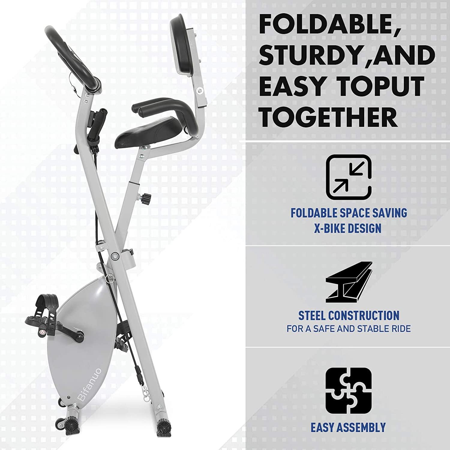 Exercise Bike Stationary Bike Foldable Magnetic Upright Recumbent Portable Fitness Cycle - JOY2ESpree