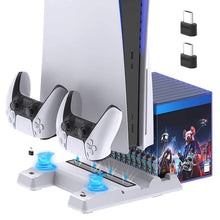 
                        
                          Load image into Gallery viewer, Vertical Stand with Cooling Fan for PS5 Console and Playstation 5 Digital Edition - JOY2ESpree
                        
                      