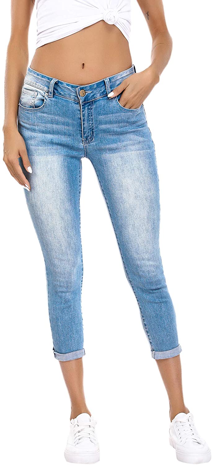 Resfeber Women's Ripped Boyfriend Jeans Cute Distressed Jeans Stretch Skinny Jeans with Hole