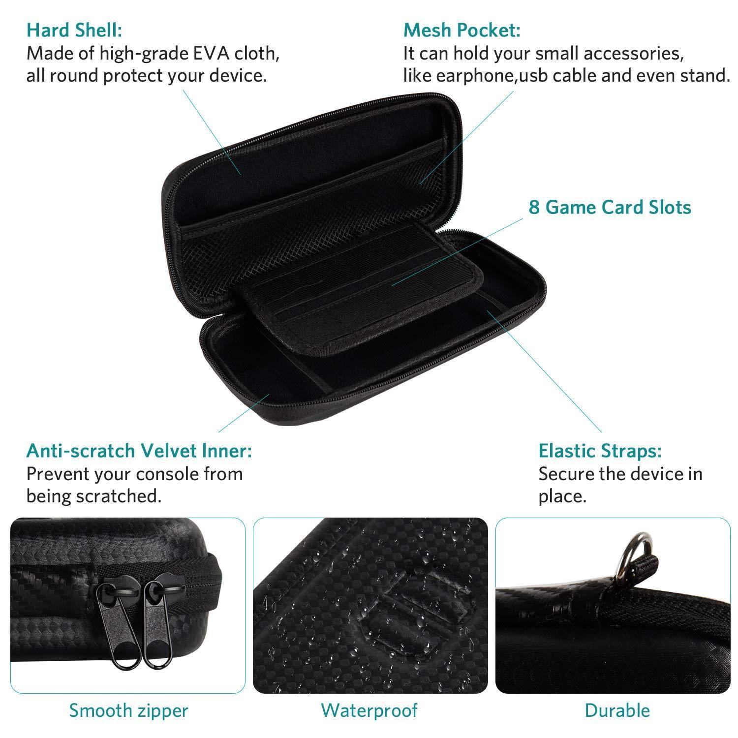 CoBak Carrying Case for Nintendo Switch Lite - with 1 Screen Protector, 1 Grip Case and 4 Thumb Grip Caps. - JOY2ESpree