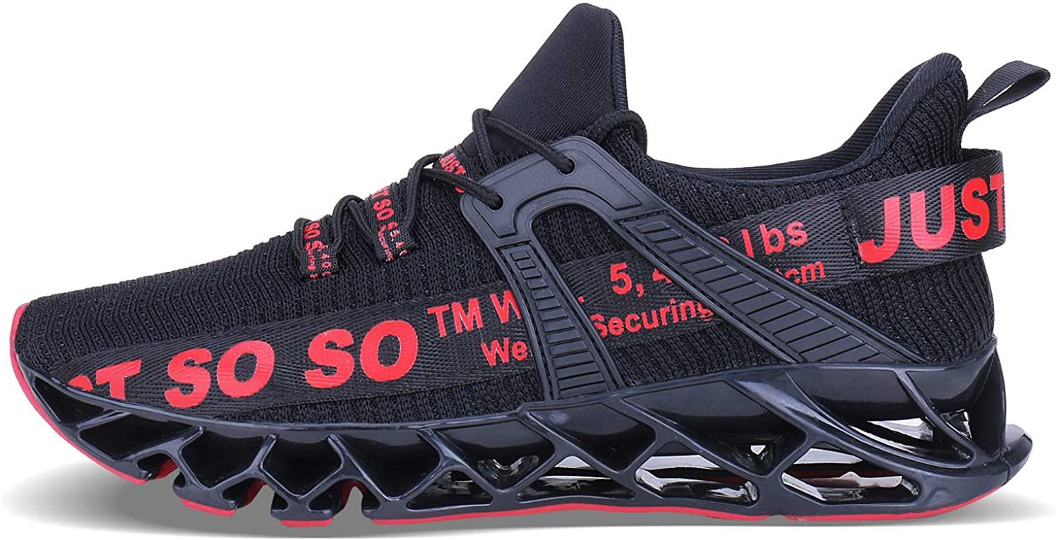 JSLEAP Mens Running Shoes Walking Non Slip Blade Type Sneakers