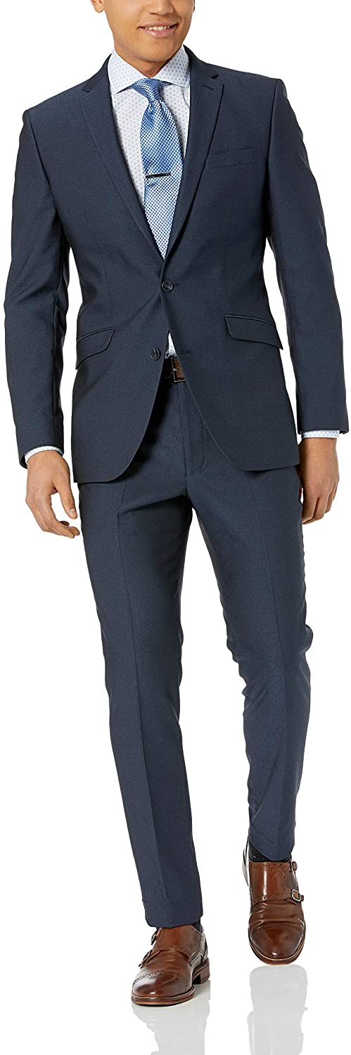 Unlisted by Kenneth Cole Men's 2 Button Slim Fit Suit with Hemmed Pant