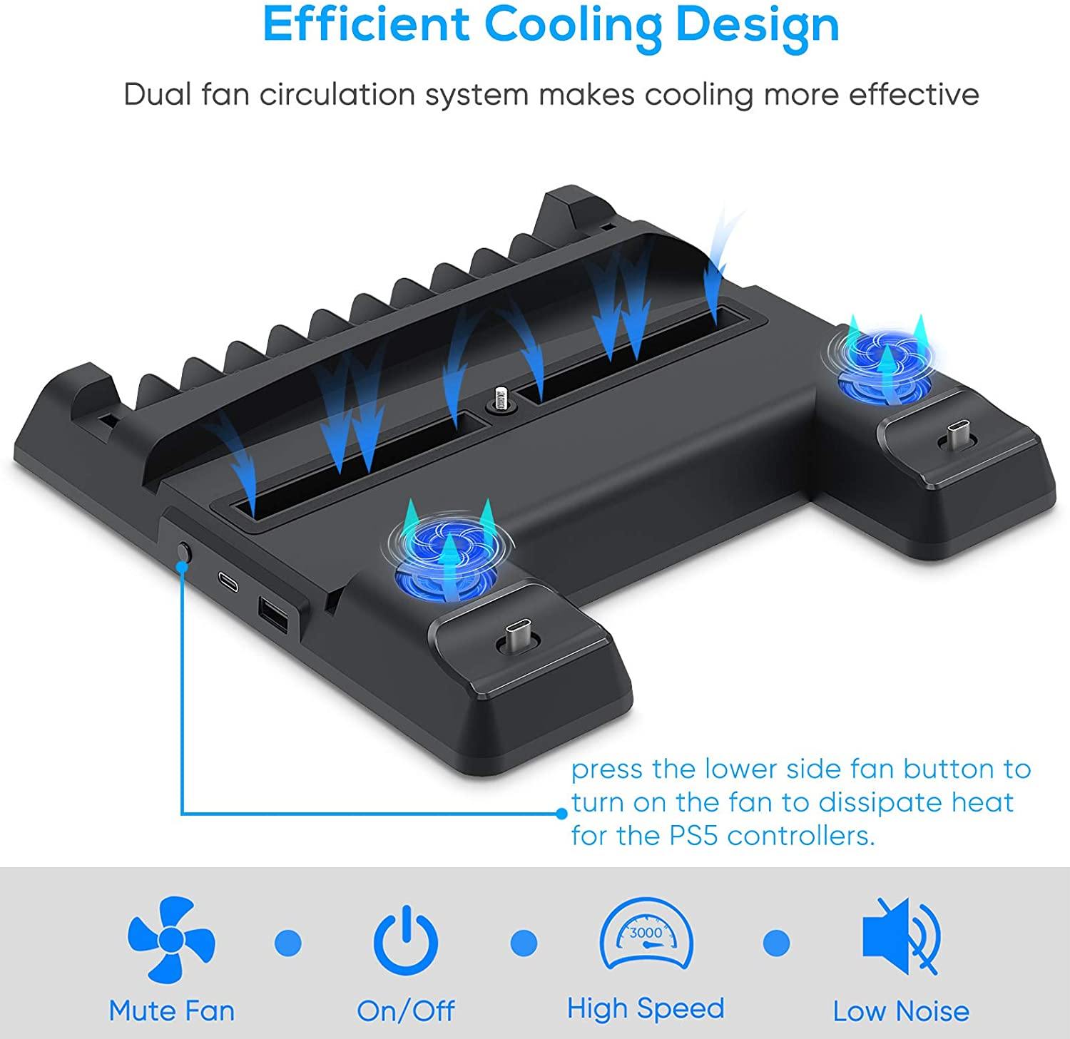 Vertical Stand with Cooling Fan for PS5 Console and Playstation 5 Digital Edition - JOY2ESpree