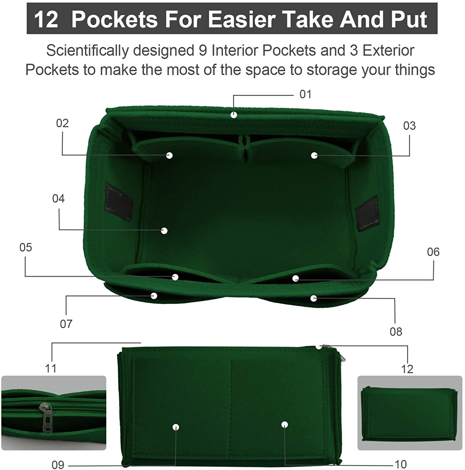 Purse Organizer Insert, Handbag & Tote Organizer, Bag in Bag, Perfect for Speedy Neverfull and More