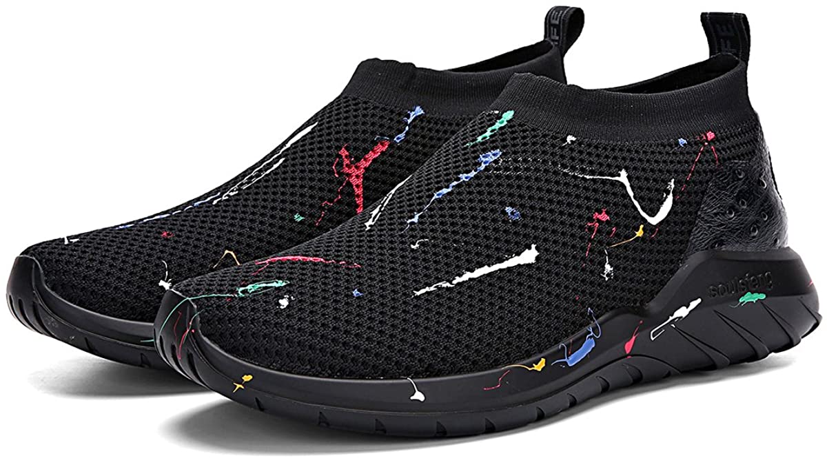 Soulsfeng Mens Running Shoes Mesh Breathable Lightweight Cushioning Training Athletic Sneakers