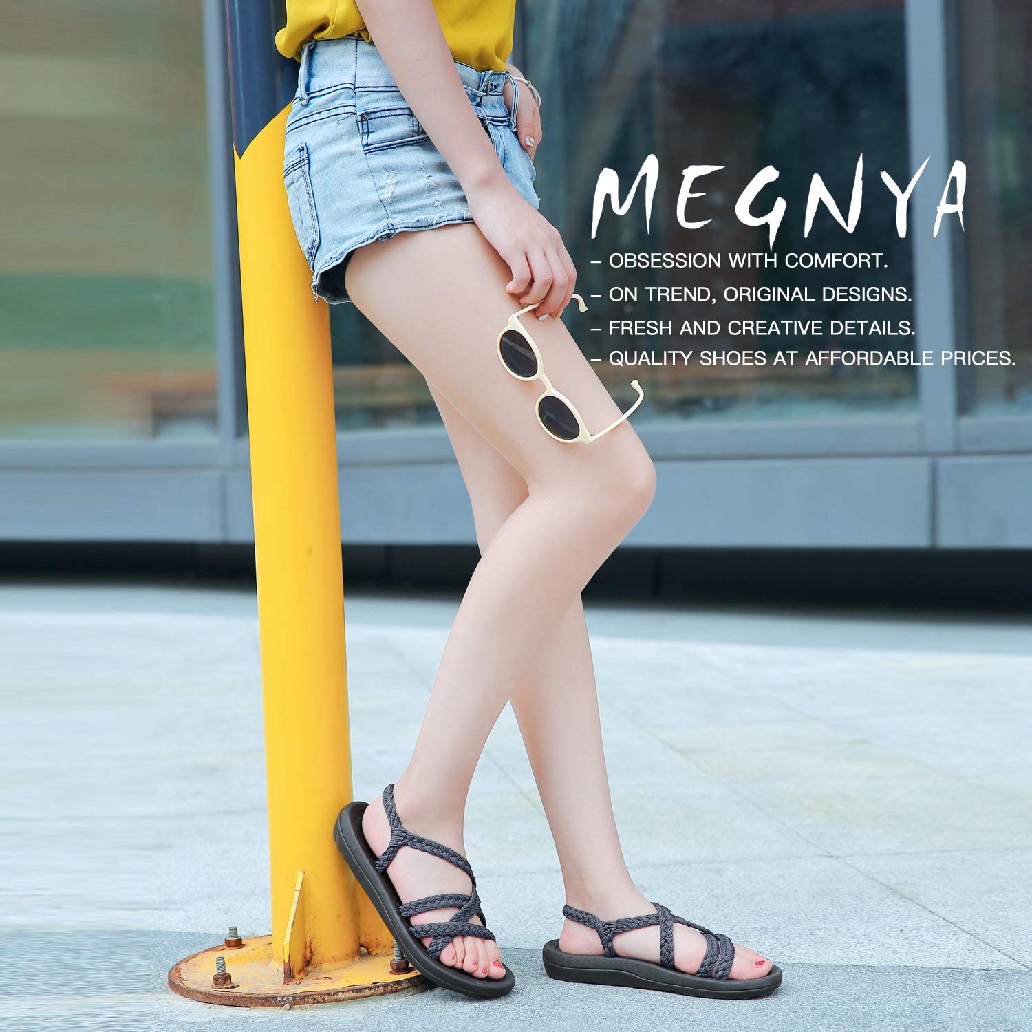 MEGNYA Women's Comfortable Walking Sandals with Arch Support Waterproof for Walking/Hiking/Travel/Wedding/Water Spot/Beach