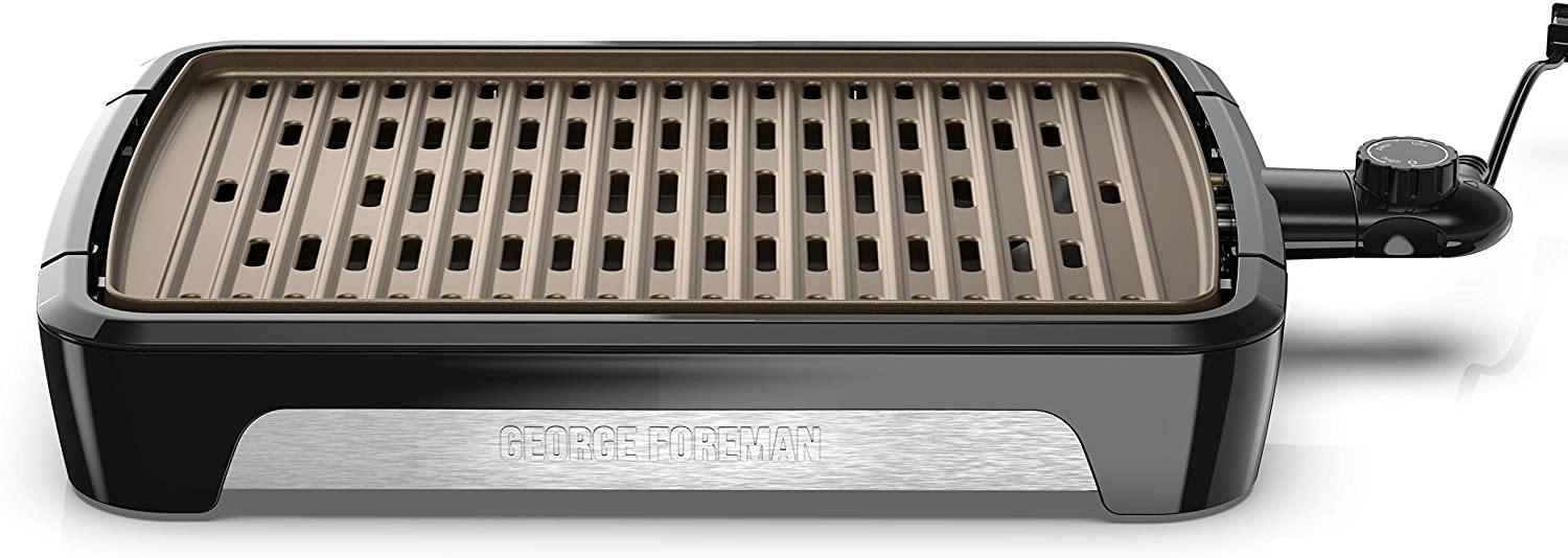 George Foreman GFS0090SB Open Grate Smokeless Grill, Black, Family Size - JOY2ESpree