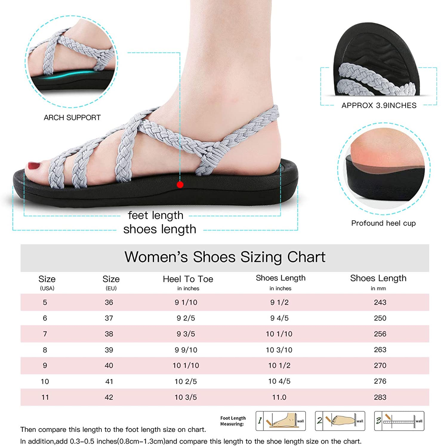 MEGNYA Women's Comfortable Walking Sandals with Arch Support Waterproof for Walking/Hiking/Travel/Wedding/Water Spot/Beach