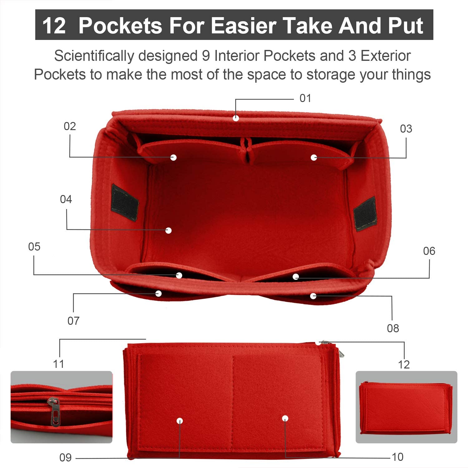 Purse Organizer Insert, Handbag & Tote Organizer, Bag in Bag, Perfect for Speedy Neverfull and More