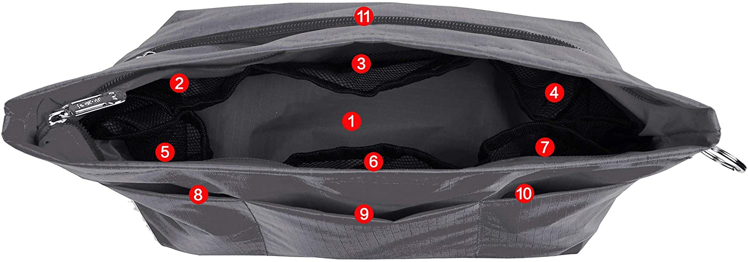 Vercord Purse Organizer Insert Bag Tote Handbags Pocketbook Inserts Organizers Zipper 11 Pockets Black Medium