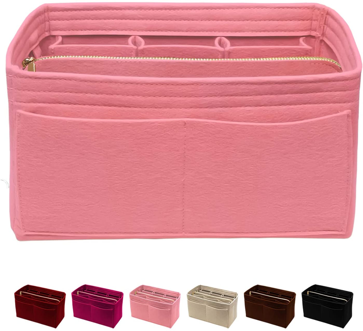 Purse Organizer Insert with Zipper Felt Bag Organizer Handbag Organizer Insert Bag In Bag Organizer
