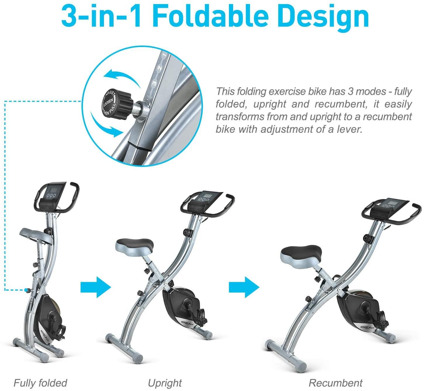 Wonder Maxi Folding Exercise Bike Magnetic, Upright Stationary Recumbent Exercise Bike - JOY2ESpree