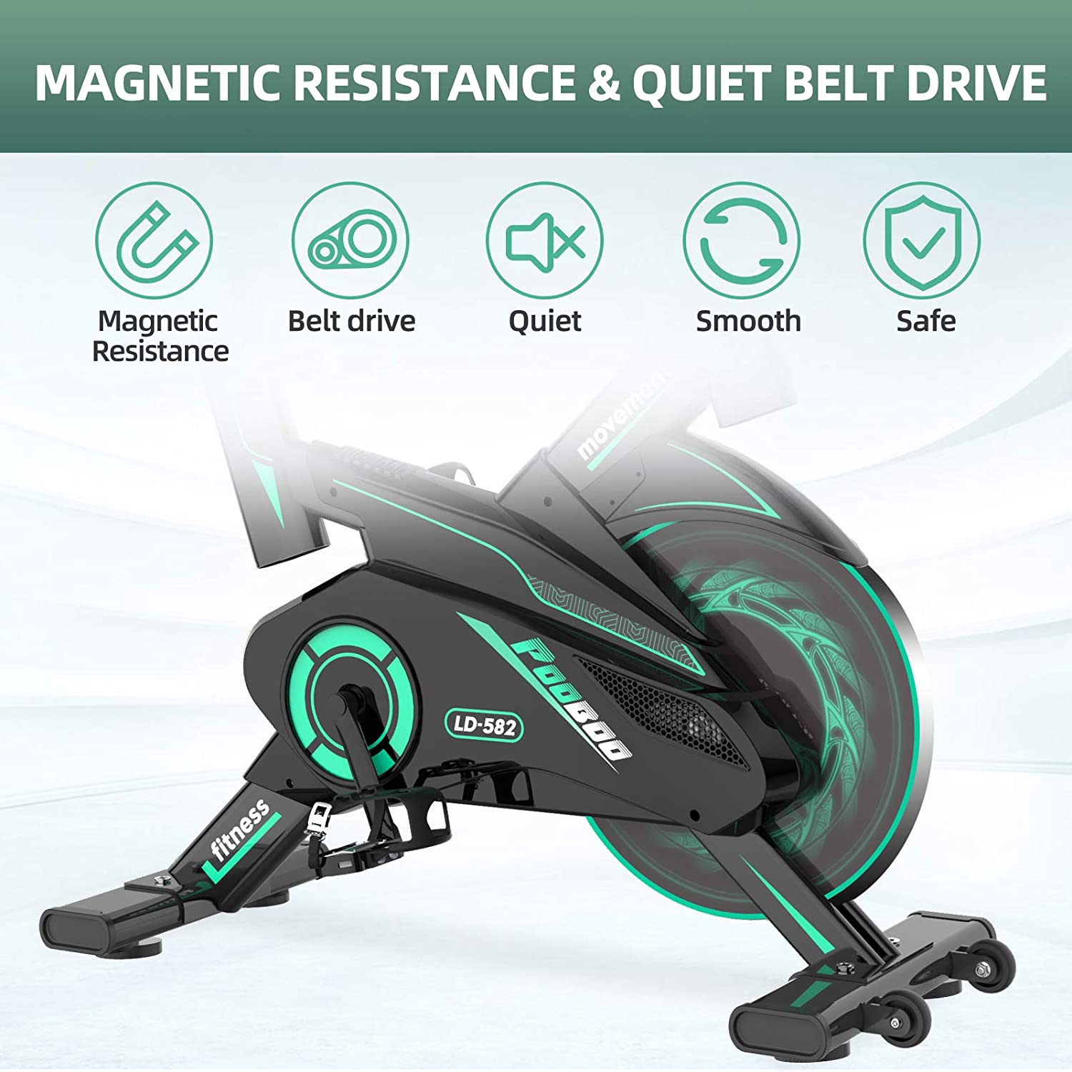 pooboo Exercise Bike, Heavy Duty Indoor Cycling Bike Stationary Belt Drive - JOY2ESpree