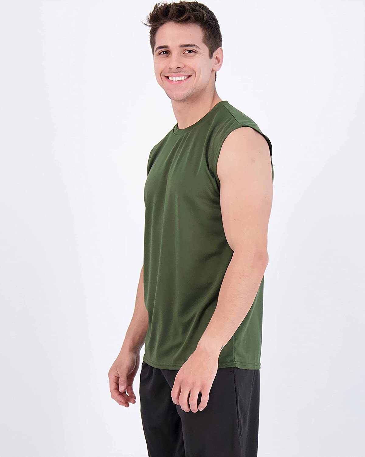 Real Essentials 5 Pack: Men's Mesh Active Athletic Tech Tank Top - Workout & Training Activewear