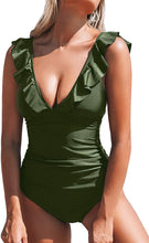 
                        
                          Muat gambar ke penampil Galeri, CUPSHE Women's V Neck One Piece Swimsuit Ruffled Lace Up Monokini
                        
                      