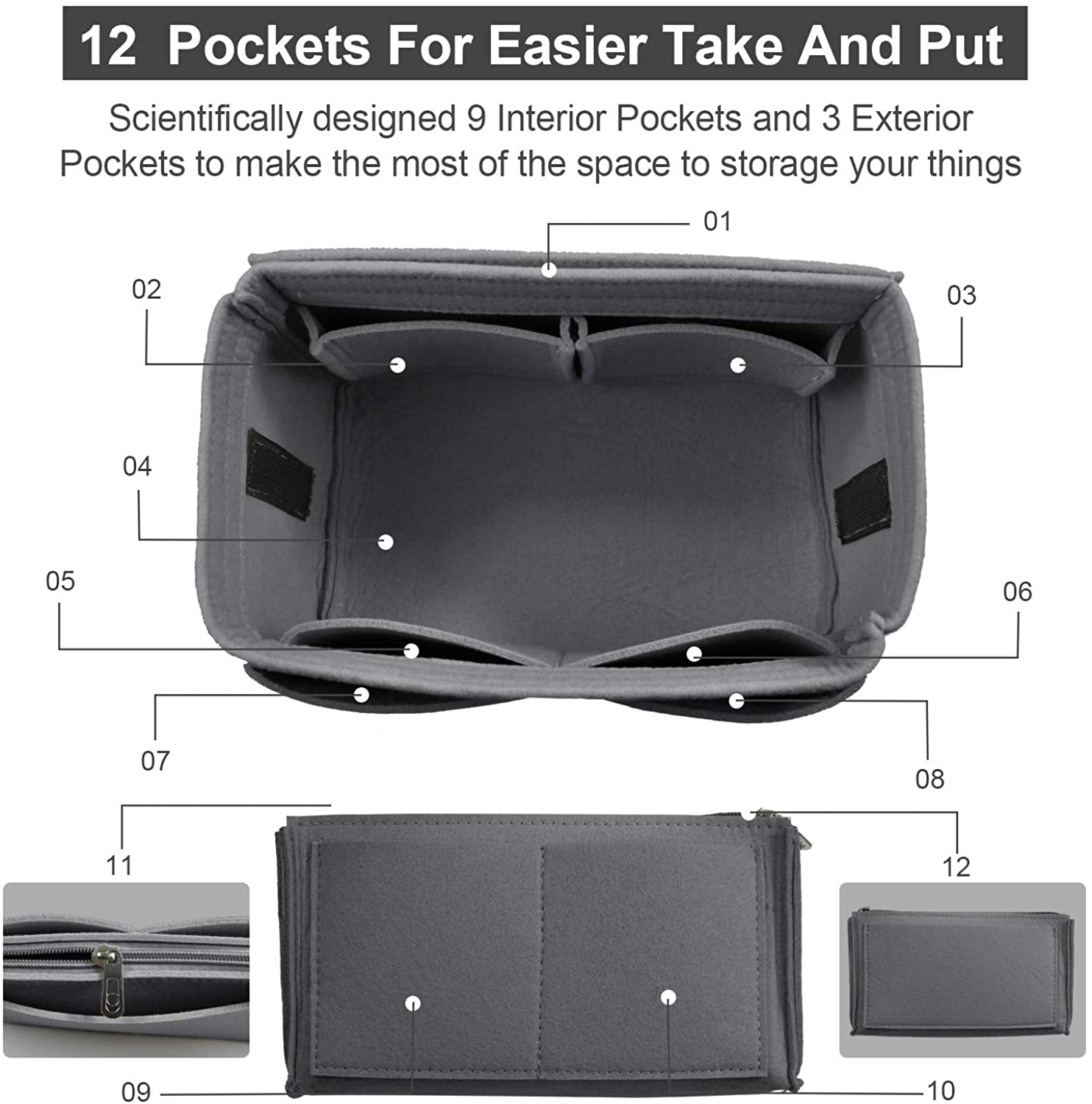 Purse Organizer Insert, Handbag & Tote Organizer, Bag in Bag, Perfect for Speedy Neverfull and More