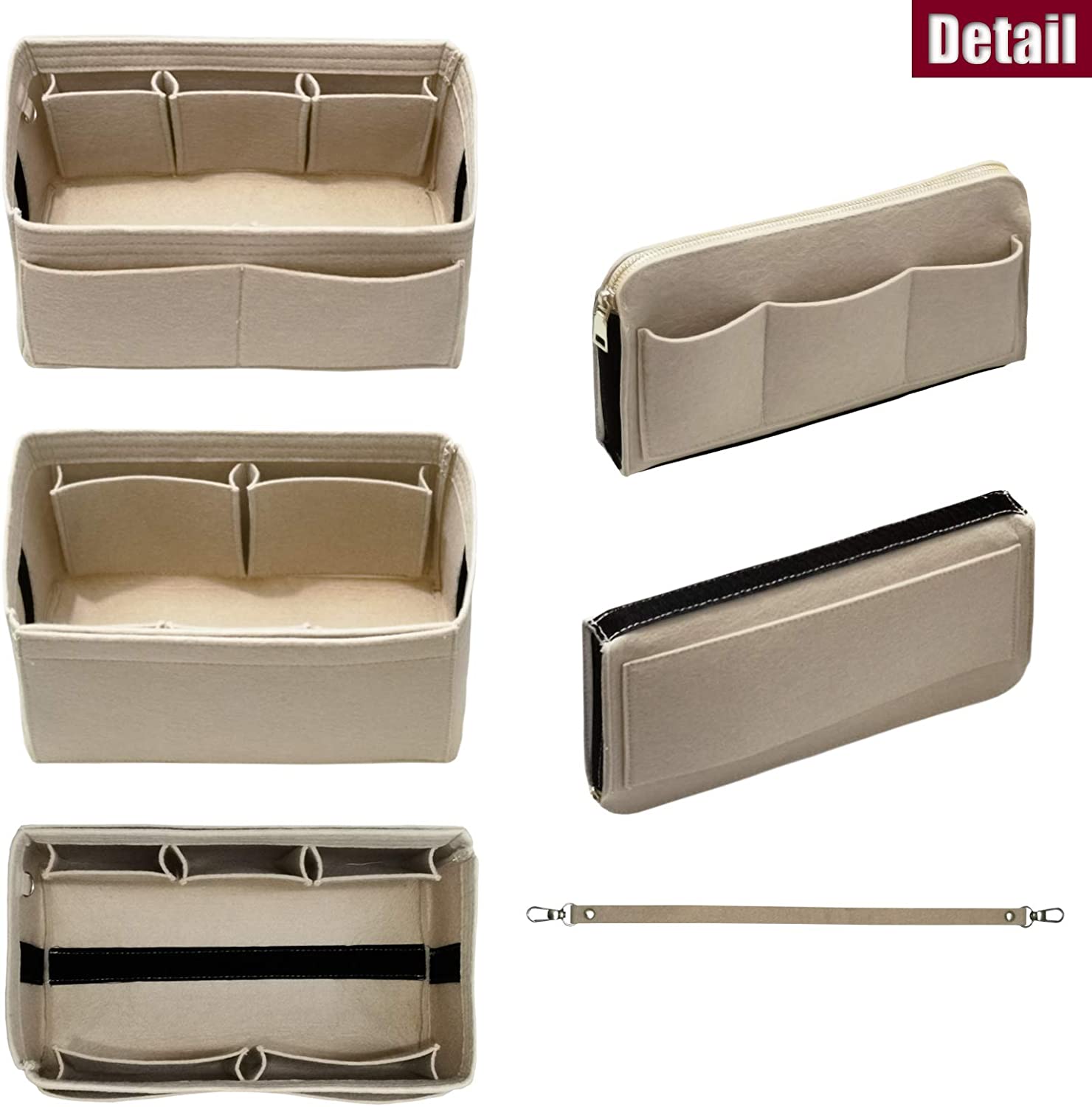 Purse Organizer Insert with Zipper Felt Bag Organizer Handbag Organizer Insert Bag In Bag Organizer