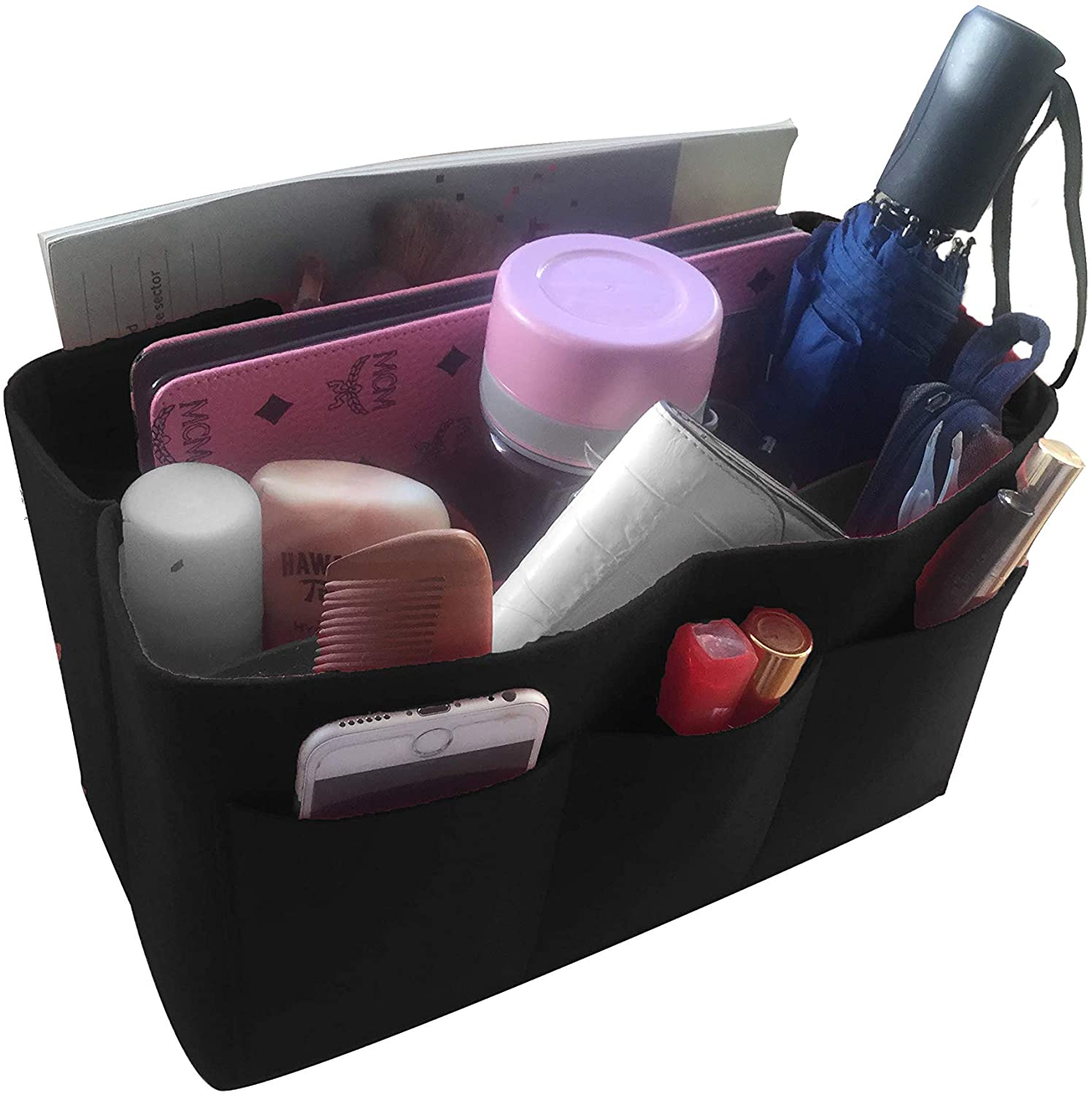 Felt Tote Bag Organizer Insert with Pockets, Handbag Purse Shaper, fits Neverfull, Speedy, Longchamp, etc.